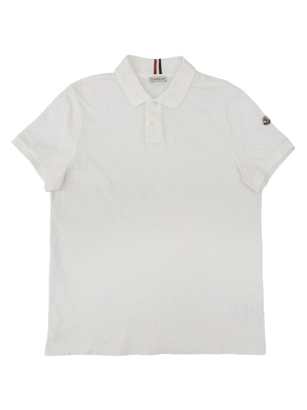 Moncler Shirt Polo Short Sleeve Pique Top Cotton White L
